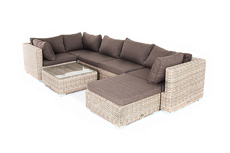"Лунго" модуль диванный прямой с подушками, цвет бежевый